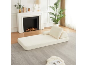 Canapé droit compressé convertible <strong>MODFU</strong> <strong></strong> 1 place Velours côtelé beige