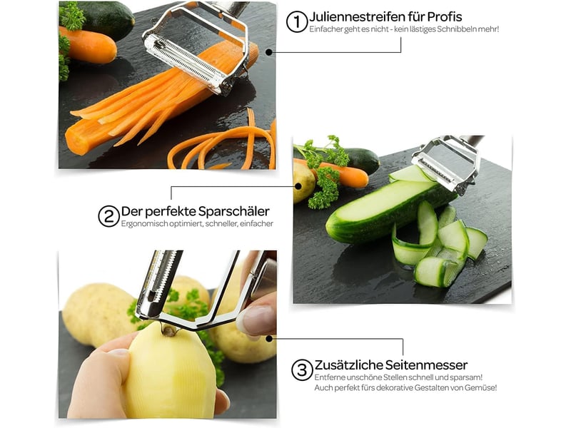  Éplucheur de légumes et fruits en acier inoxydable, coupeur de spaghettis de courgette - acier inoxydable  - Conforama C