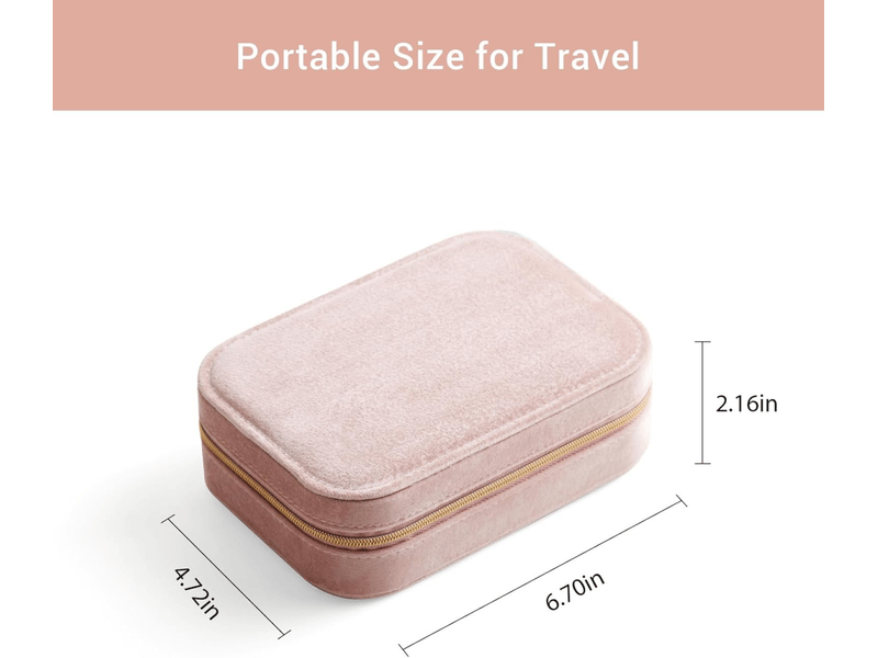 Boîte à bijoux de voyage en velours pelucheux, boîte à bijoux portable pour femmes, boîte de présentation de bijoux pour colliers à double  - Conforama D