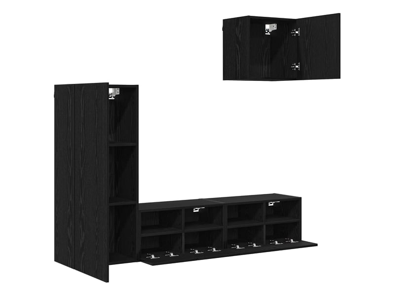  Lot de 4 meuble tv mural, meuble tv suspendu chêne noir bois d'ingénierie shl45207  - Conforama E