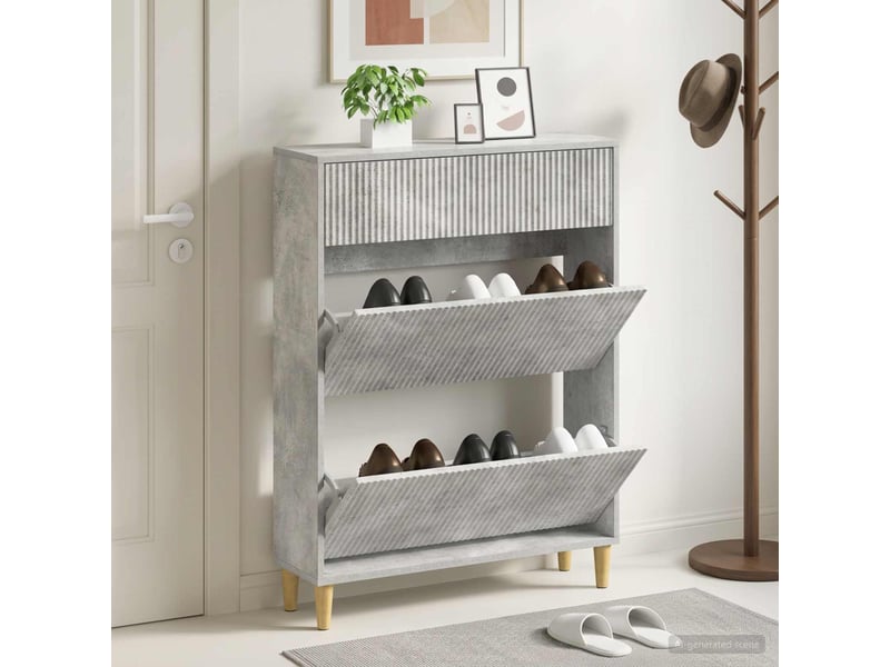  Meuble à chaussure, cabinet à chaussures arnhem 78x24x103 cm bois d'ingénierie shl1408  - Conforama B