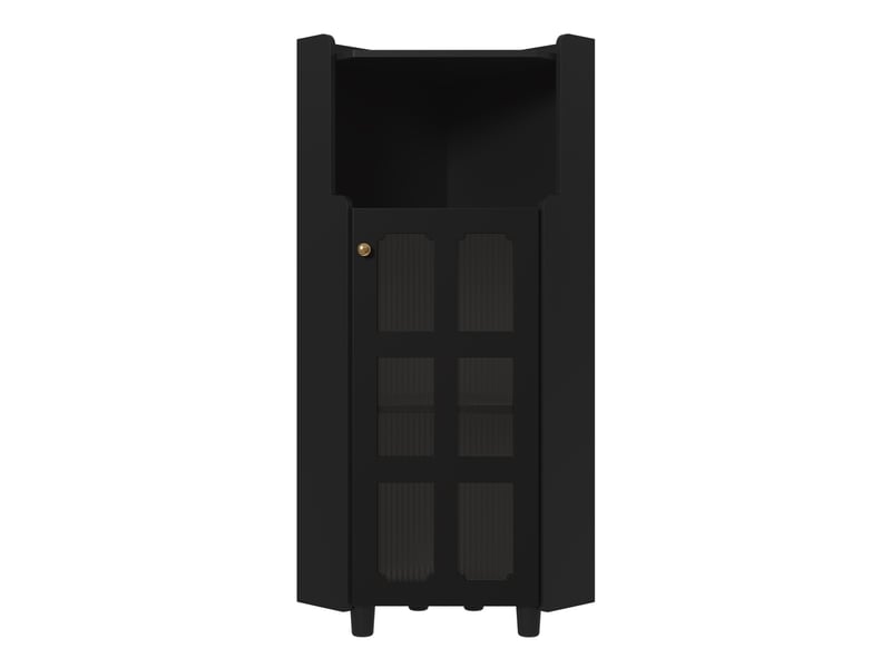  Meuble d’angle 63,5 × 45 × 124 cm, avec éclairage led et commande par application, pour salon, bibliothèque et salle de bain, mdf, noir, compact CARDUME ESTIVAL - Conforama A