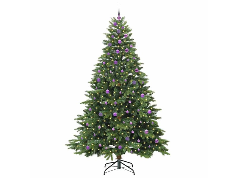 Sapin de noël artificiel, arbre de noël avec 300 led vert 240 cm pe et pvc shl2896 - Conforama C