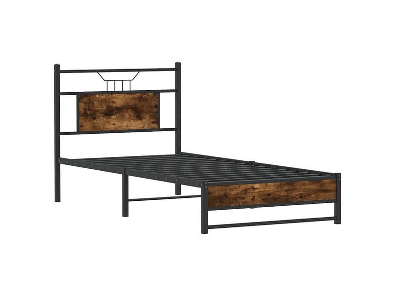  Lit simple- lit adulte -  cadre de lit sans matelas chêne fumé 80x200cm bois d'ingénierie  - Conforama D
