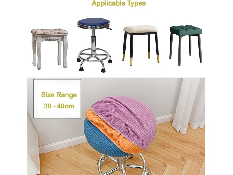  Housses de tabourets ronds beiges, housses de tabourets de bar ronds, housses de tabourets ronds élastiques, lavables et faciles d'entretien, douces XLH-ZLS-009488MF - Conforama E