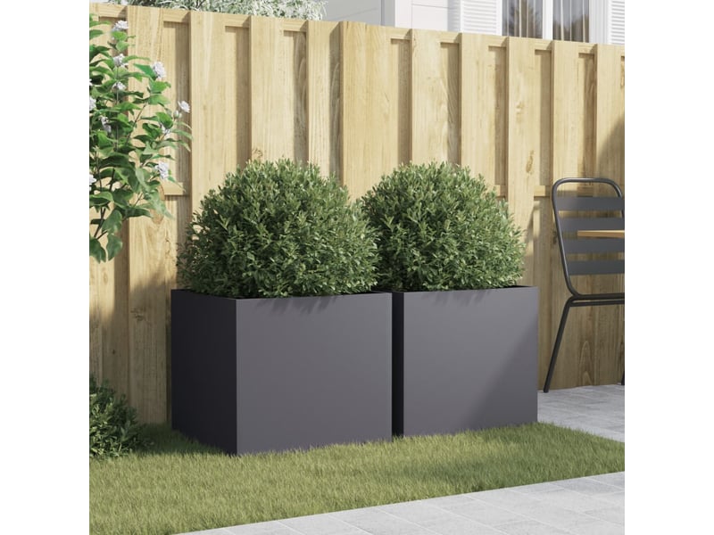  Jardinière - bac à fleurss 2 pcs anthracite 49x47x46 cm acier  - Conforama C