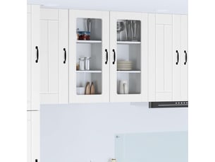 Meuble mural de cuisine, cabinet en verre mural 2 pcs blanc bois d'ingénierie shl7456