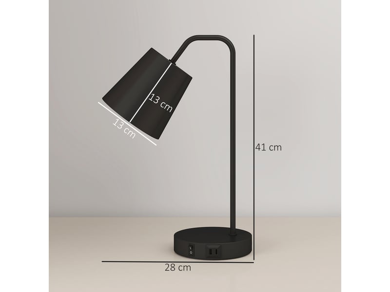  Ensemble de 2 lampes de table modernes avec ports usb-a et usb-c, pour chambre, salon et bureau, noires.  - Conforama E