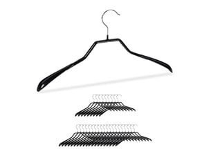 Lot de 30 cintres à veste épaules larges antidérapants taille 22 x 41,5 x 3 cm en métal noir 13_0009781