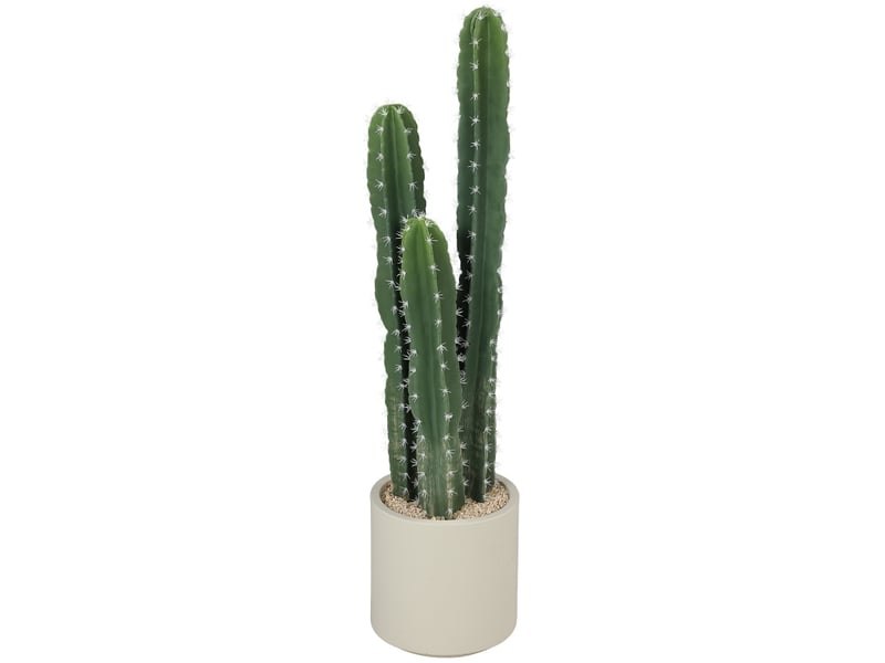  Plante artificielle cactus vert 95 cm avec pot décoratif et tiges modelables, idéale pour votre intérieur  - Conforama A