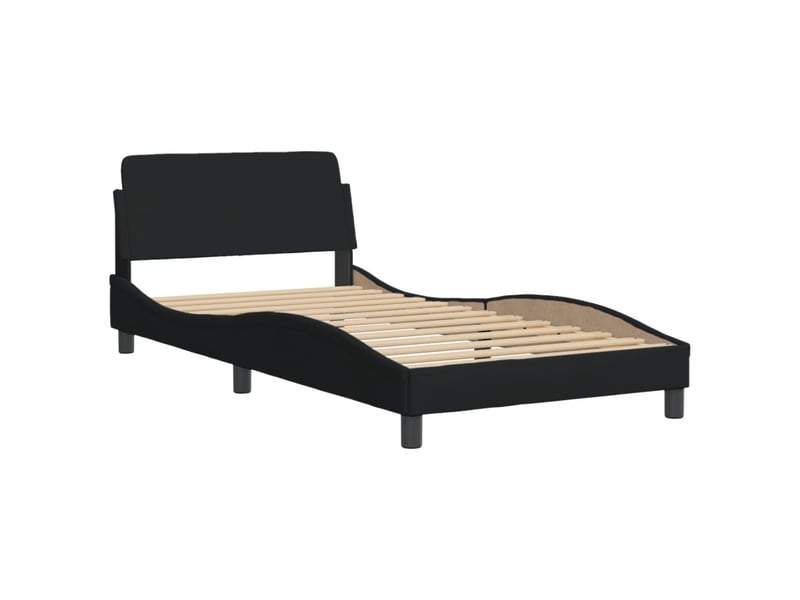  Lit avec matelas hvar noir 100x200 cm tissu  - Conforama D