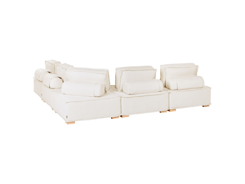 Canapé d'angle modulable 5 places tibro tissu blanc cassé côté gauche  - Conforama E