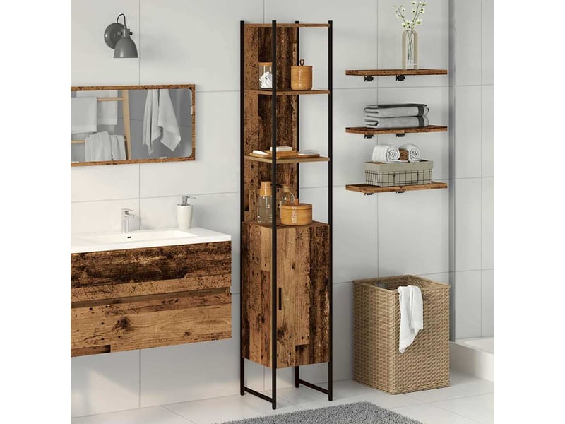  Armoire de salle de bain, cabinet de salle de bain bois ancien 33 x 33 x 185,5 cm cf65053  - Conforama B