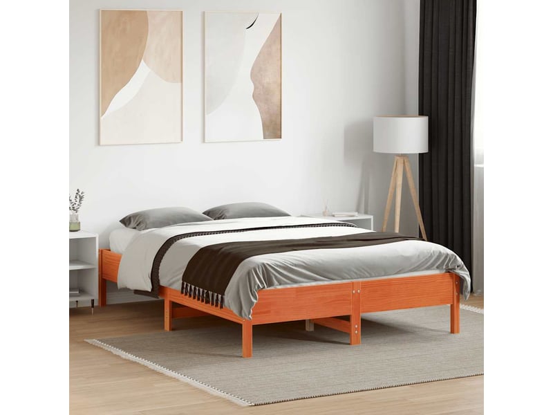  Lit double- lit adulte -  cadre de lit sans matelas  marron 120x190cm bois pin massif  - Conforama B