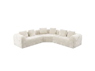 Canapé d'angle incurvé 3 places en tissu chenille premium,canapé compressé sans montage,mousse haute résilience,beige