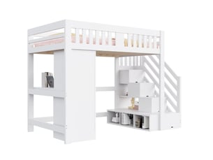 Lit mezzanine 140x200 cm MEUBLIV coloris blanc