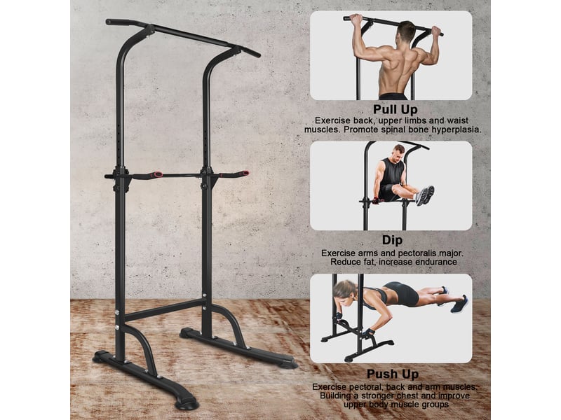 Tour de musculation multifonction réglable 99,82 x 78,74 x 210,06 cm noire en fer, entraînement intérieur - Conforama D