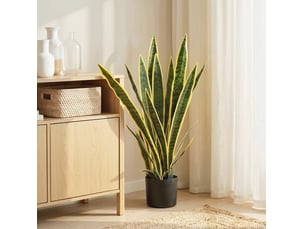 Plante artificielle sansevieria 77 cm verte en polyéthylène avec pot, feuillage flexible sans entretien intérieur