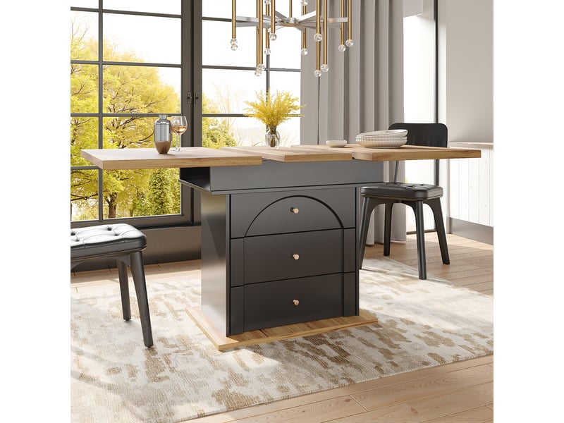 Table à manger extensible 4 à 6 personnes - 110-140x80cm - blanc - mdf - table a manger gain de place, pour cuisinesalon - Conforama W