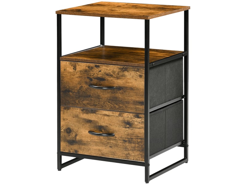  Table de chevet à 2 tiroirs en tissu, petite table d'appoint, meuble de rangement style industriel, commode à 2 tiroirs, 45 x 40 x 70,5 cm  - Conforama B