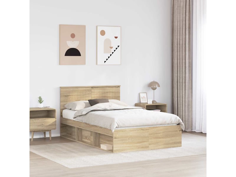  Lit double- lit adulte -  cadre de lit avec tête de lit sonoma 120 x 190 cm pin massif  - Conforama B
