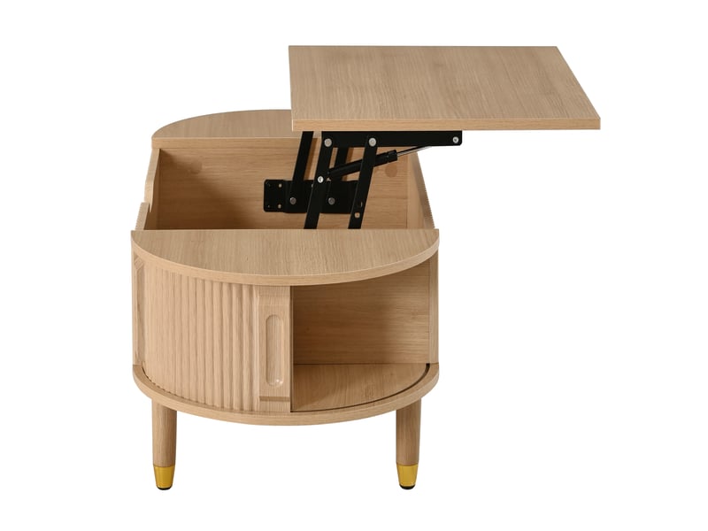 Table basse ovale relevable 110x48x57 cm avec rangement mdf naturel - Conforama E