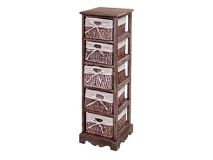 Commode, étagère 5 paniers, 25x28x90cm, shabby, vintage - marron