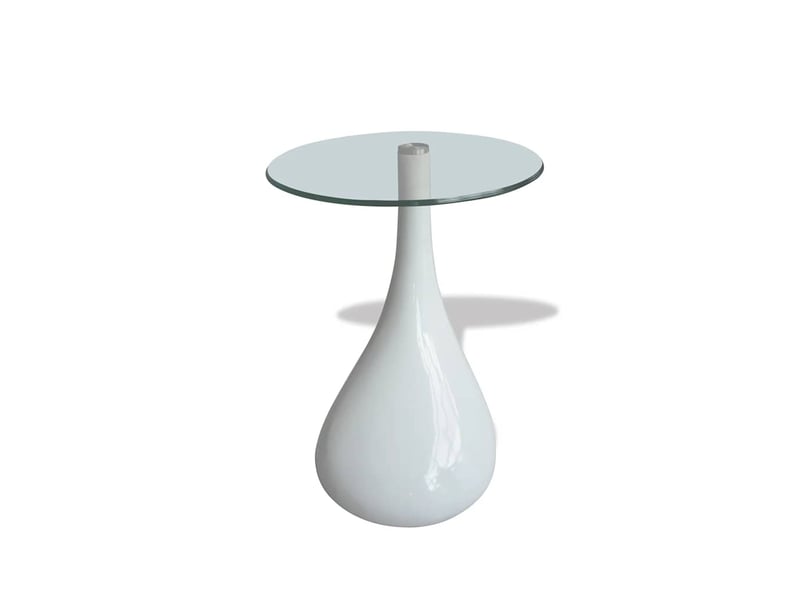  Table basse | table de salon et dessus de table verre rond blanc brillant 2 pcs  - Conforama D