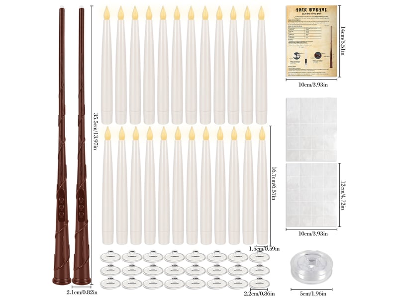 24 bougies flottantes led avec télécommande et baguette, minuterie 618h, lumière chaude, décoration halloween - Conforama D