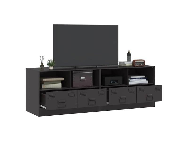  Lot de 2 meuble tv bas salon noir 67x39x44 cm acier shl90880  - Conforama D