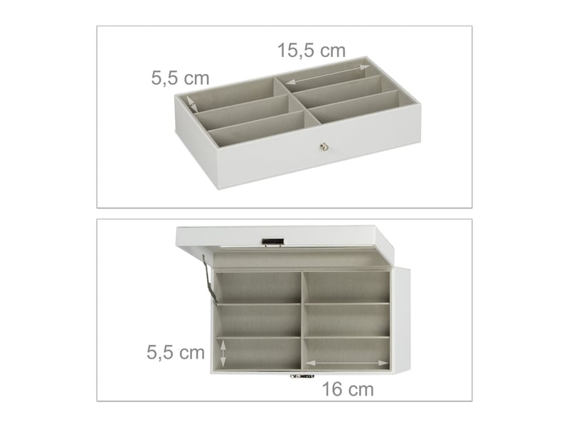  Boîte de rangement à lunettes design élégant et pratique pour 18 paires 22,5 x 33,5 x 19 cm en cuir artificiel noir 13_0008648  - Conforama C