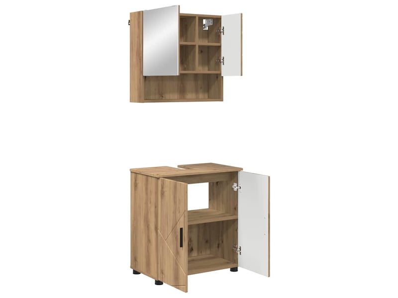 Ensemble de mobilier de salle de bain 2 pc chêne artisanal cf64044 - Conforama A