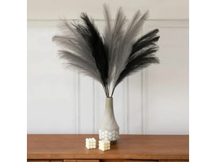 Grande herbe de pampa gris faux 5 tiges extra moelleux faux 70cm bouquet de fleurs plume salon home decor boho home decor grand vase table fleur mariage, gris