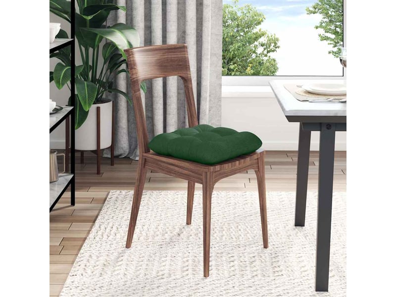  Lot de 4 coussins de siège, coussins décoratifs tissu en velours côtelé vert foncé cf59998  - Conforama D