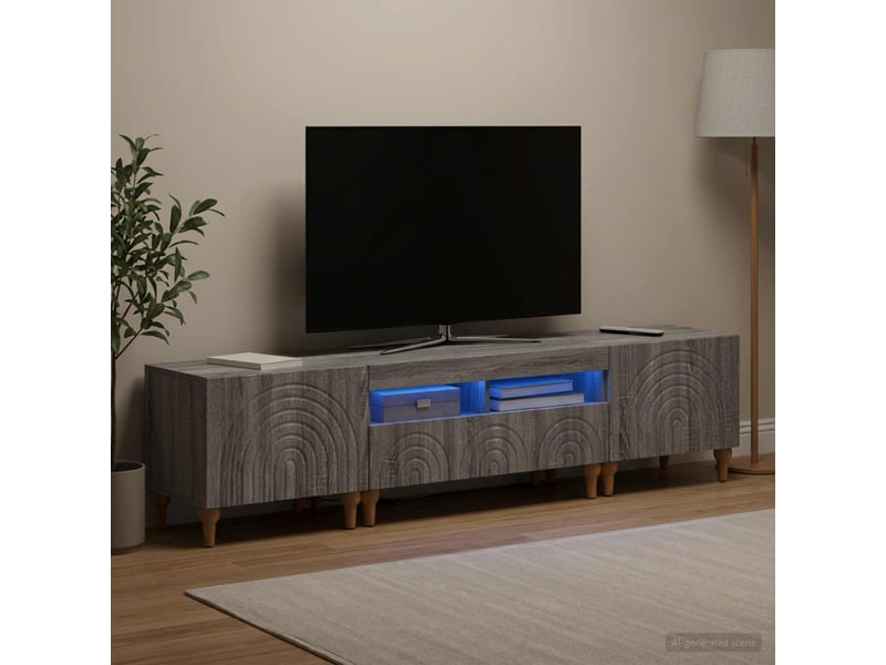 Ensemble de 3 meubles tv led sonoma gris bois d'ingénierie shl74740 - Conforama C