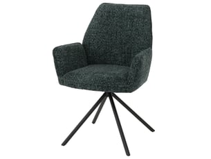 Chaise de salle à manger hwc-g67, chaise de cuisine, pivotante, à positionnement automatique, en chenille métallisée (410 gm²) - piètement noir, vert foncé