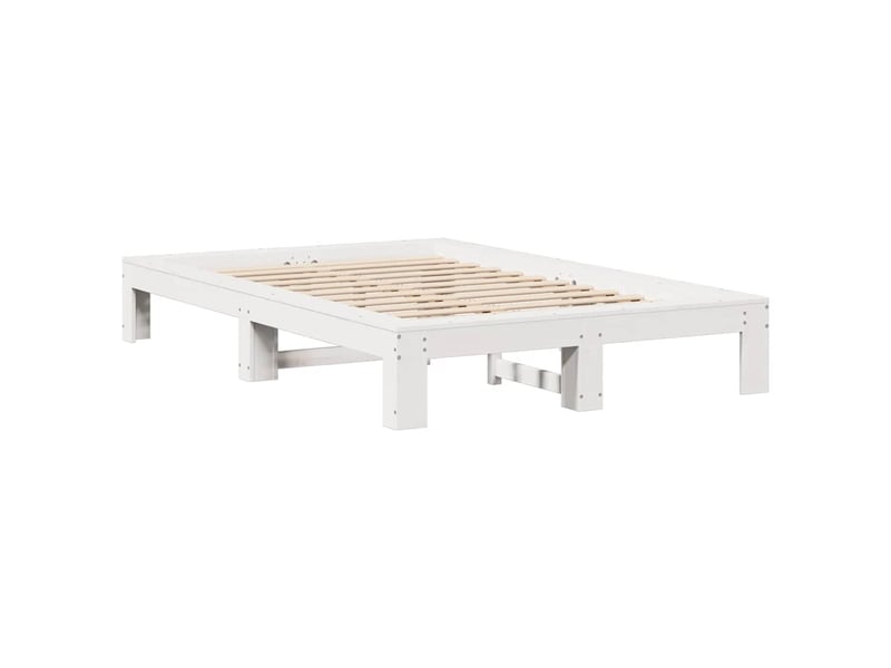 Lit double- lit adulte - cadre de lit sans matelas blanc 120x200 cm bois de pin massif - Conforama D
