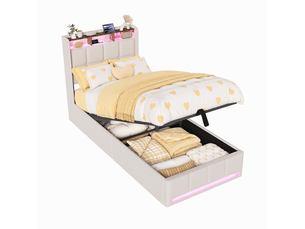 Lit avec rangement 90x200 cm WOEDVJN coloris beige