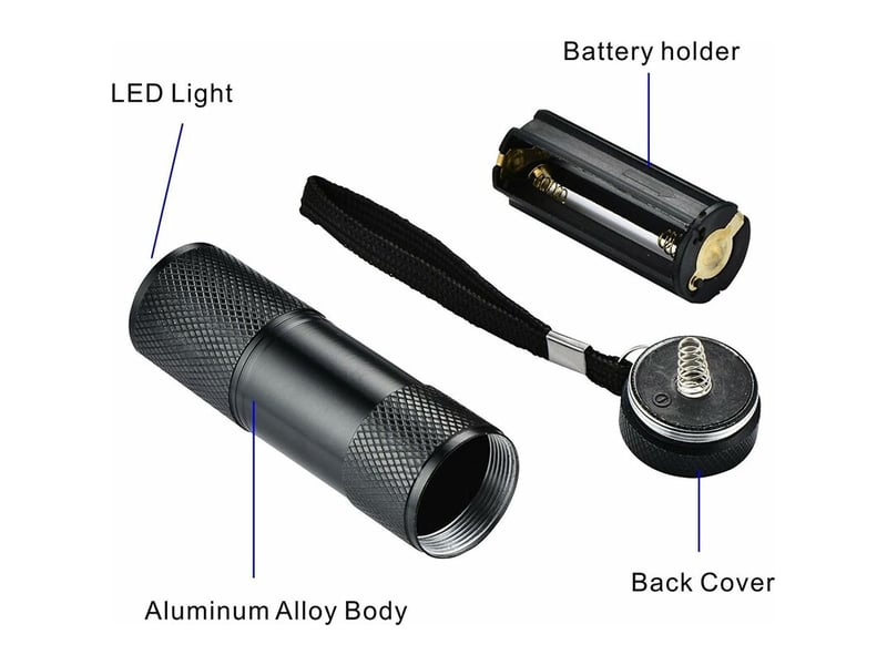  6 pack uv ultra violet blacklight 9 led lampe de poche lampe torche extérieur etc.  - Conforama D