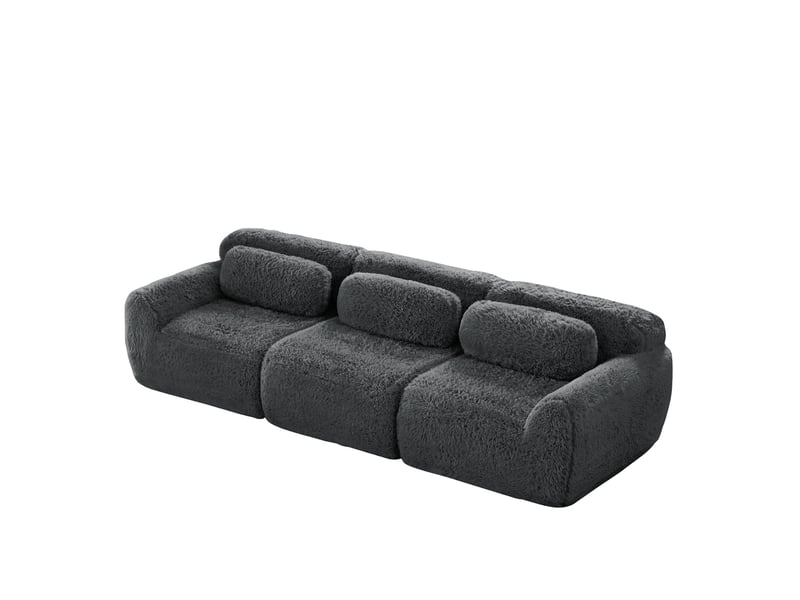  Canapé modulable, canapé 3 places – en tissu, base antidérapante, sans montage, gris, mousse haute densité  - Conforama B