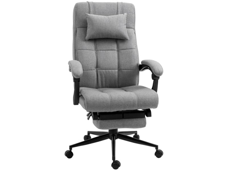  Chaise de bureau ergonomique en lin, appui-tête, accoudoirs, repose-pieds, 66x70x116-124 cm  - Conforama A