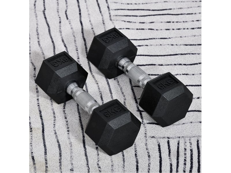  Haltères hexagonaux 2 x 6 kg en métal noir  - Conforama B