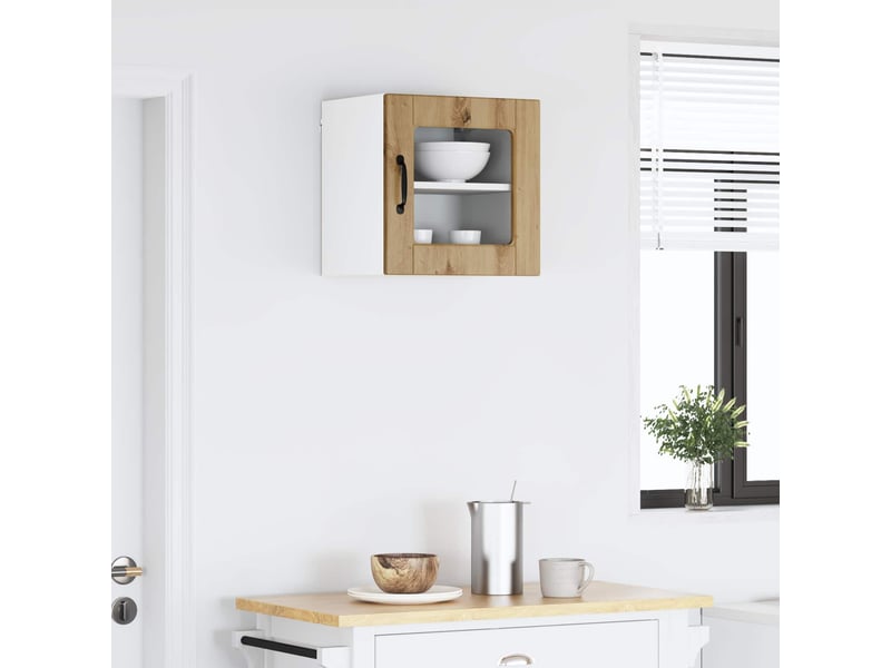 Meuble mural de cuisine, cabinet en verre mural chêne artisanal 40x31x40cm shl2298 - Conforama D