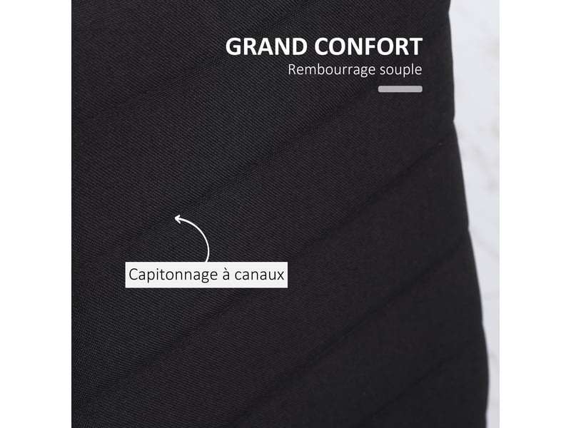  Lot de 4 chaises de salle à manger chaises de cuisine avec dossier haut pieds en métal et tissu en lin 41x50x97cm noir  - Conforama E
