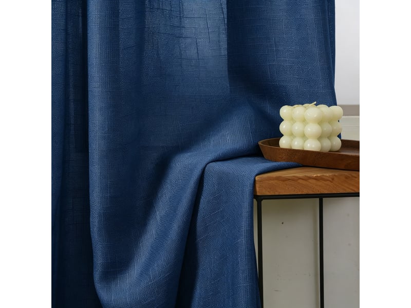  Rideau ajustable 140 x 270 cm + 8 anneaux pinces effet lin evasion bleu nuit CP-EVASION-BLEUNUIT - Conforama D