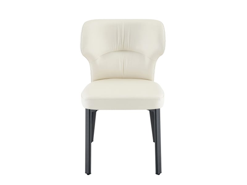 2 chaises de salle à manger en cuir pu, assise rembourrée, cadre métal noir – chaises uniquement - Conforama A