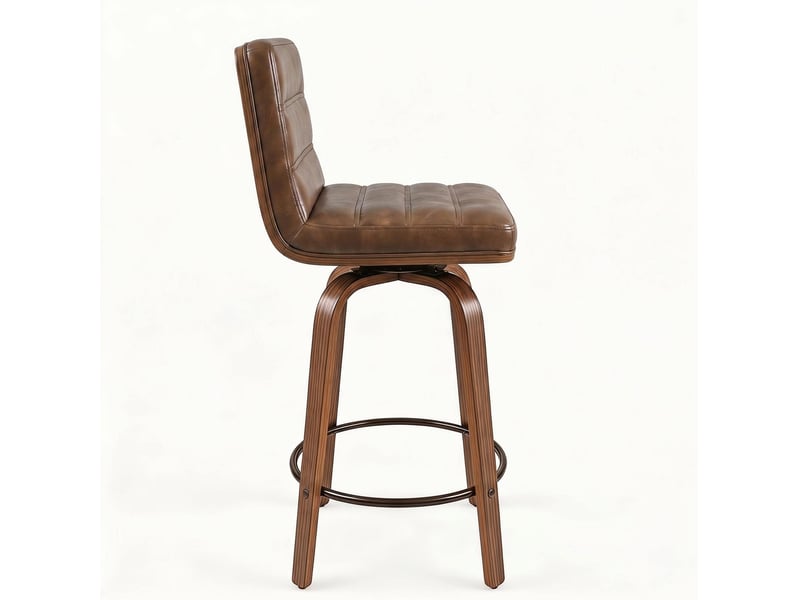  Lot de 2 tabourets de bar pivotants 360° en pu brun rougeâtre avec dossier  - Conforama E
