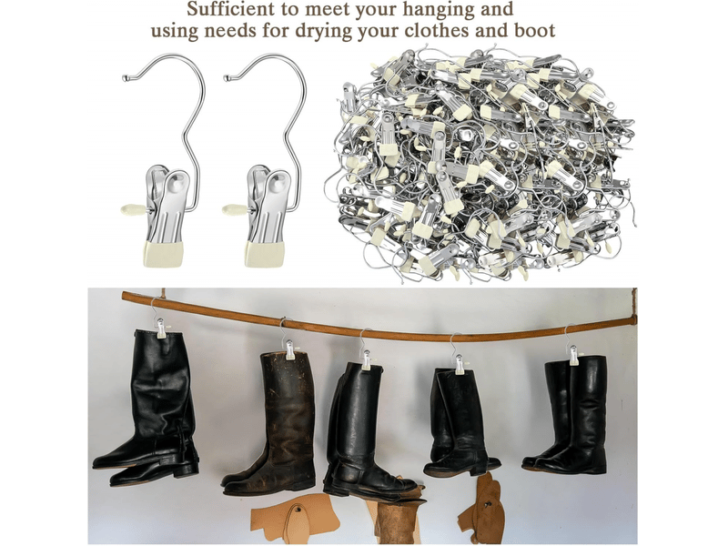  Porte-chaussures pour placard, crochets à linge avec pinces – idéal pour jeans, chapeaux, bottes hautes, serviettes – 33 unités (blanc FC-QYH-05288MF - Conforama C