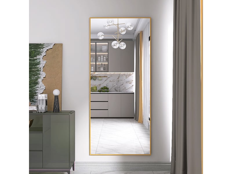  Miroir sur pied 180x80cm doré - miroir mural pleine longueur - cadre en alliage d'aluminium - verre trempé hd anti-explosion  - Conforama C