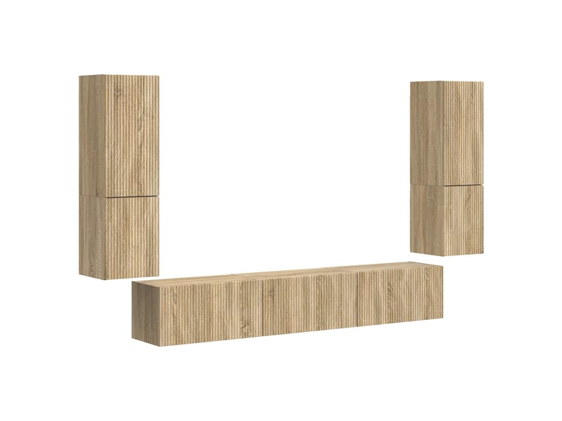  Ensemble meuble tv - banc tv - meuble de rangement 4 pcs chêne sonoma bois d'ingénierie  - Conforama A
